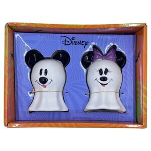Disney Mickey Mouse Minnie Mouse Ghost Salt And Pepper Shakers - Halloween - NWT